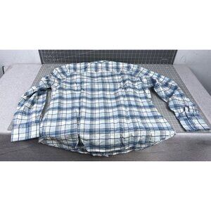 Orvis Men's Tech Check Flannel Long Sleeve Shirt Sz. XL Blue/White Plaid